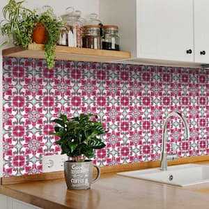 Green/Pink H36 6 in. x 6 in. Vinyl Peel and Stick Tile (24-Tiles, 6 sq. ft./Pack)