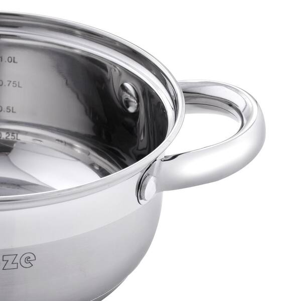 BergHOFF Belly Shape 18/10 Stainless Steel 12Pc Cookware Set, Glass Lids,  Fast, Evenly Heat, Induction Cooktop Ready