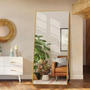 22 in. W x 65 in. H Oversized Gold Metal Modern Classic Full-Length Floor Standing Mirror