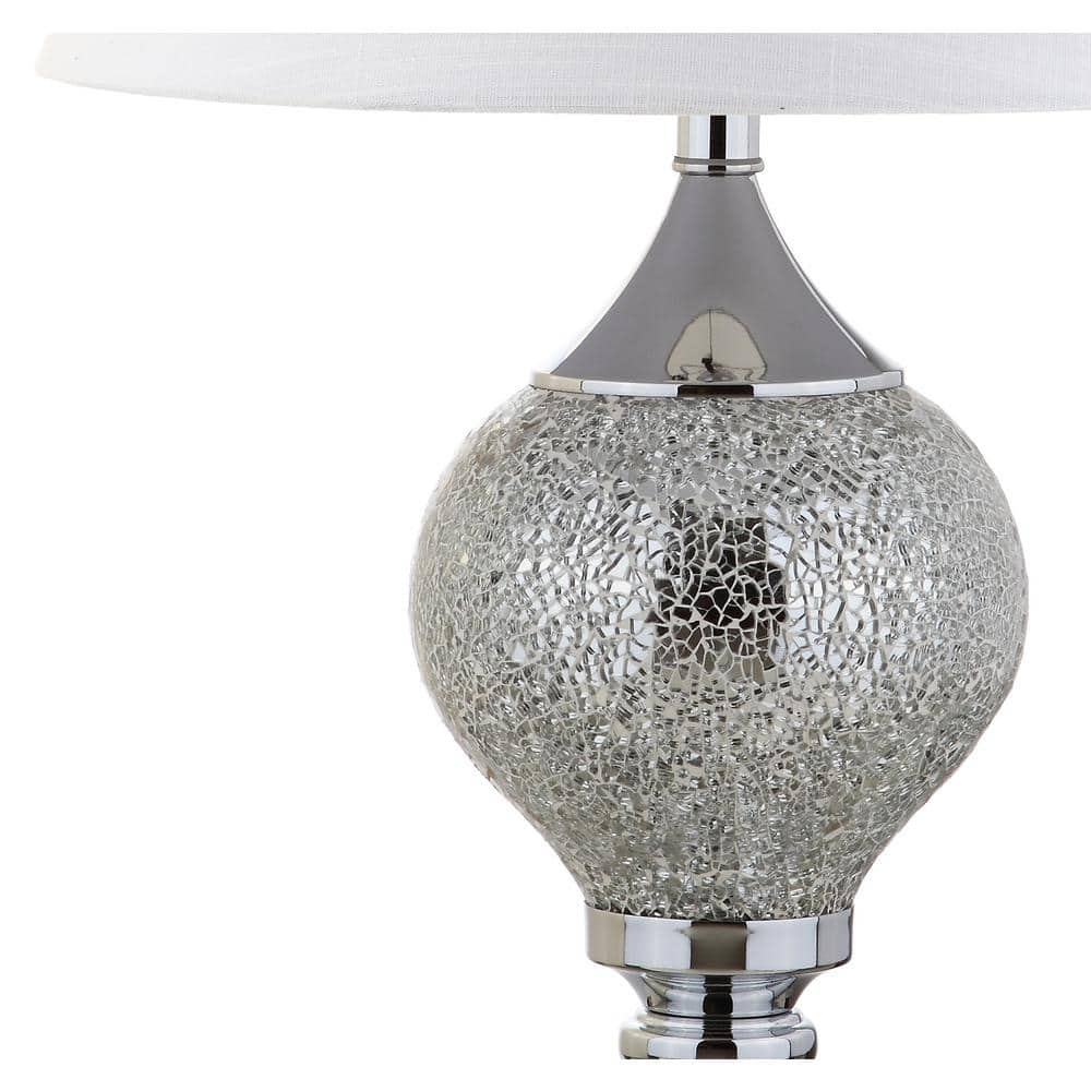 Louise 27" Mirrored Chrome Table Lamp with White Shade