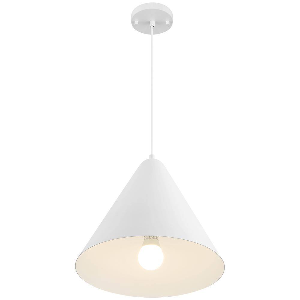 Matte White Conical LED Pendant Light for Indoor/Outdoor Use