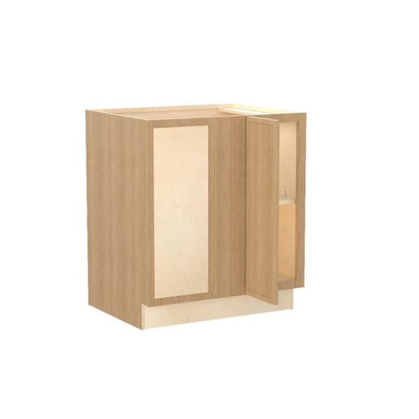 Home Decorators Collection Franklin 30 in. W x 24 in. D x 34.5 in. H Assembled Plywood Base Blind Corner Kitchen Cabinet in Vanguard Oak Soft Close