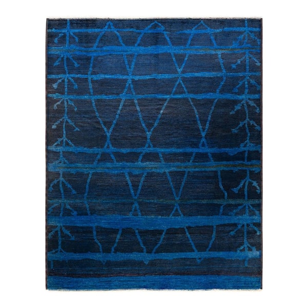 Solo Rugs Modern One-of-a-Kind Contemporary Blue 8 ft. 0 in. x 9 ft. 10 in. Oriental Area Rug