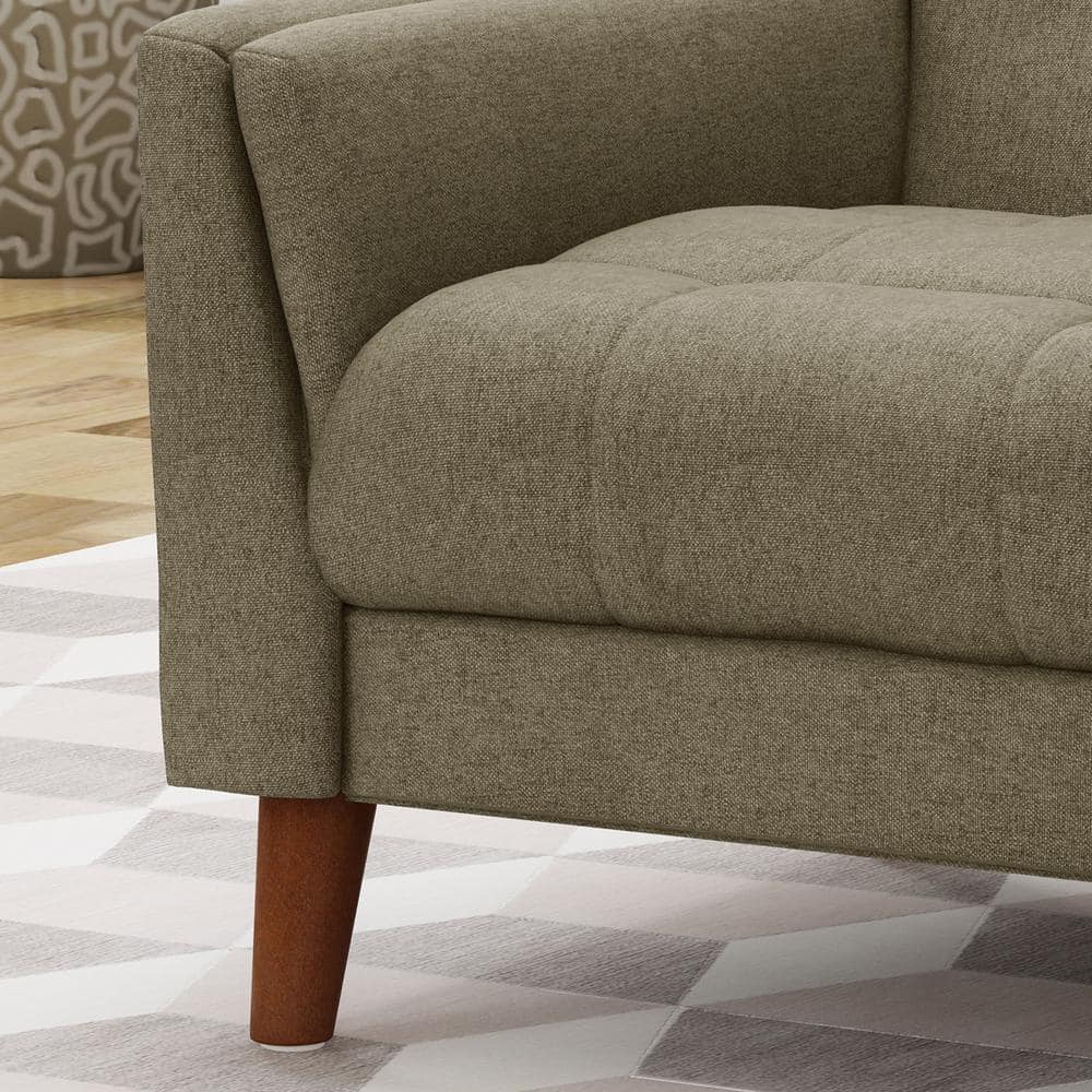 Mocha Modern Handcrafted Wood Accent Chair with Tufted Detail