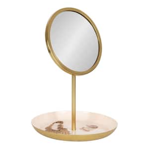 Laranya 10.50 in. W x 15.00 in. H Round Metal Pink Gold Framed Framed Modern Tabletop Mirror