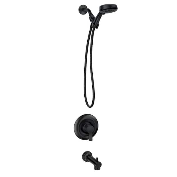 MOEN Meena Single Handle 4-Spray 4 in. Tub and Shower Faucet 1.75 GPM in. Matte Black (Valve Included)