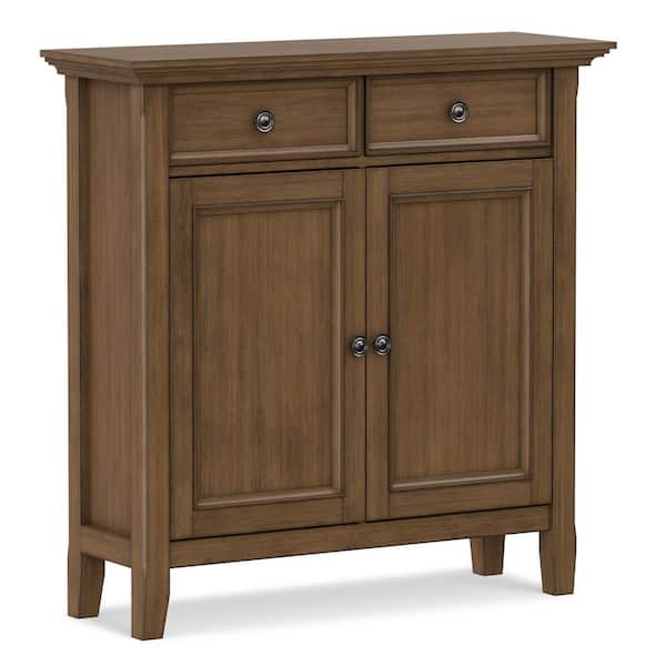 Amherst 36 in. Wide Solid Wood Entryway Storage Cabinet in Rustic Natural Aged Brown