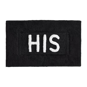 Novelty "His" Black 21 in. x 34 in. 100% Cotton Bath Rug