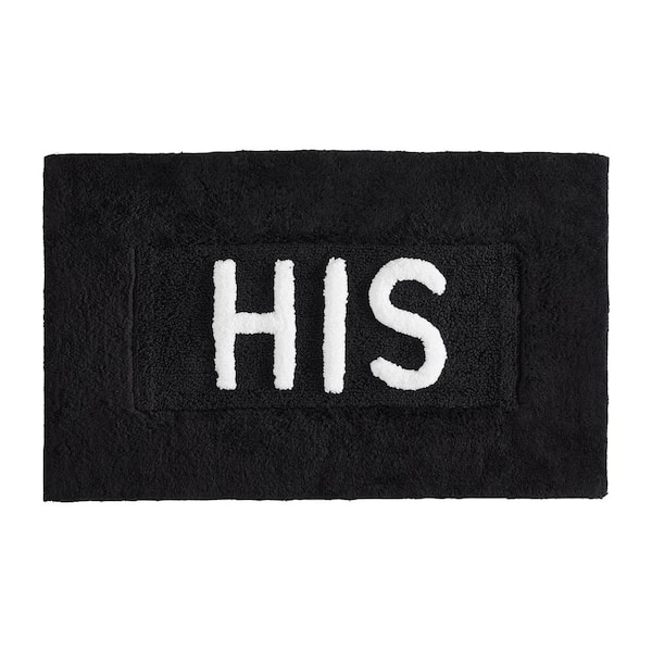 Jean Pierre Novelty "His" Black 21 in. x 34 in. 100% Cotton Bath Rug