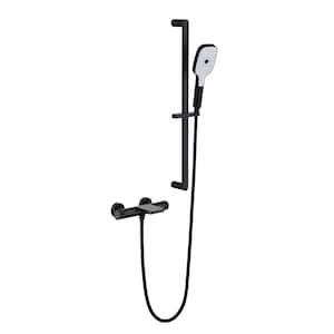 Double Handle 1-Spray Tub and Shower Faucet with Hand Shower and Adjustable Slide Bar in Black