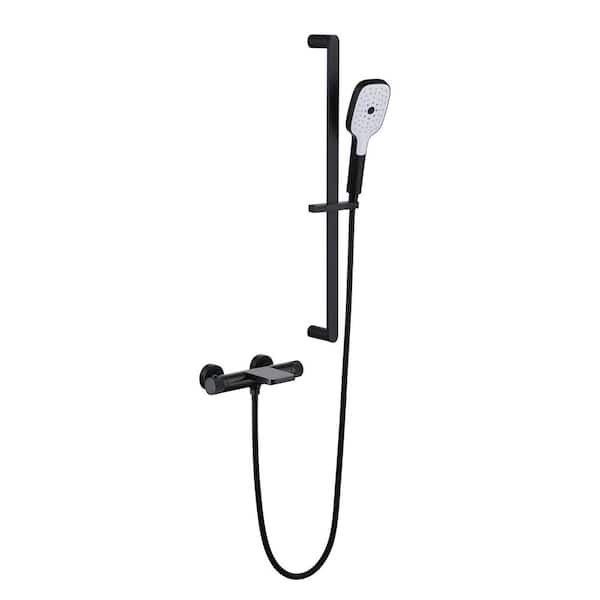 Boyel Living Double Handle 1-Spray Tub and Shower Faucet with Hand Shower and Adjustable Slide Bar in Black