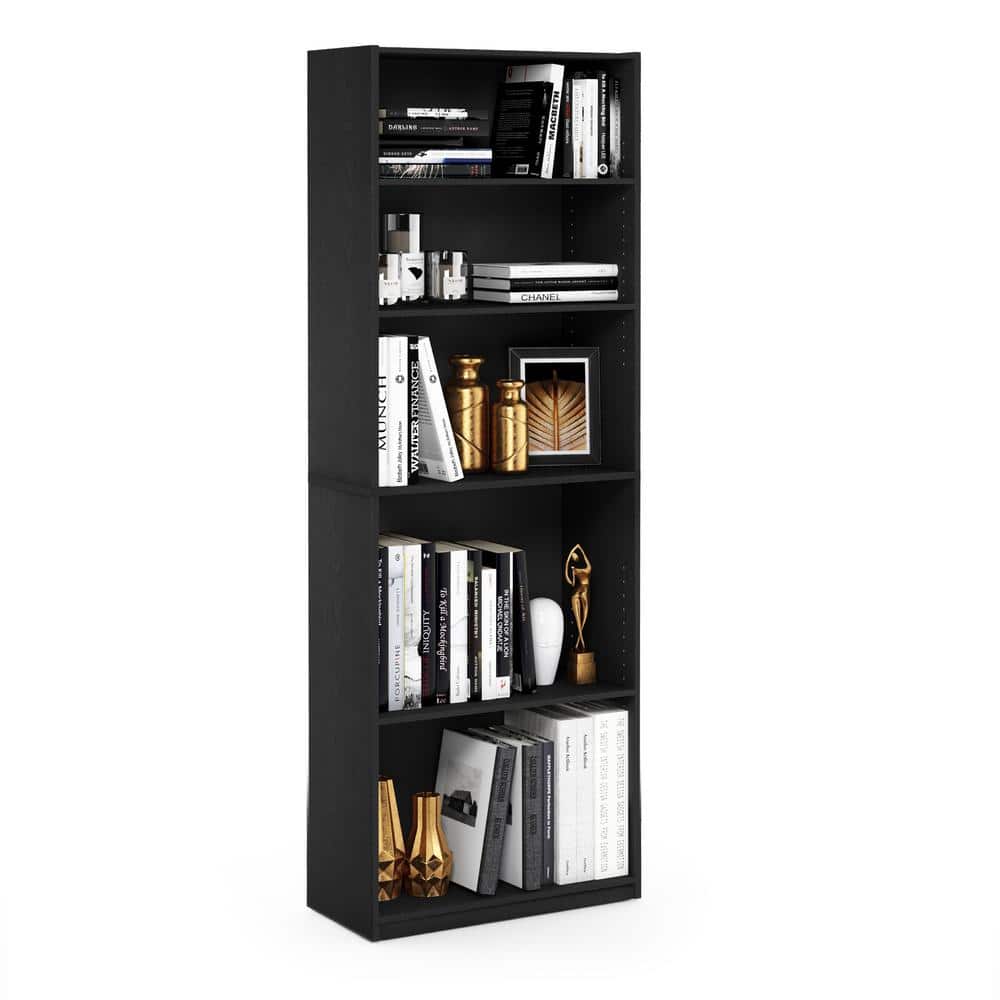 JAYA 5-Shelf Black Open Bookcase