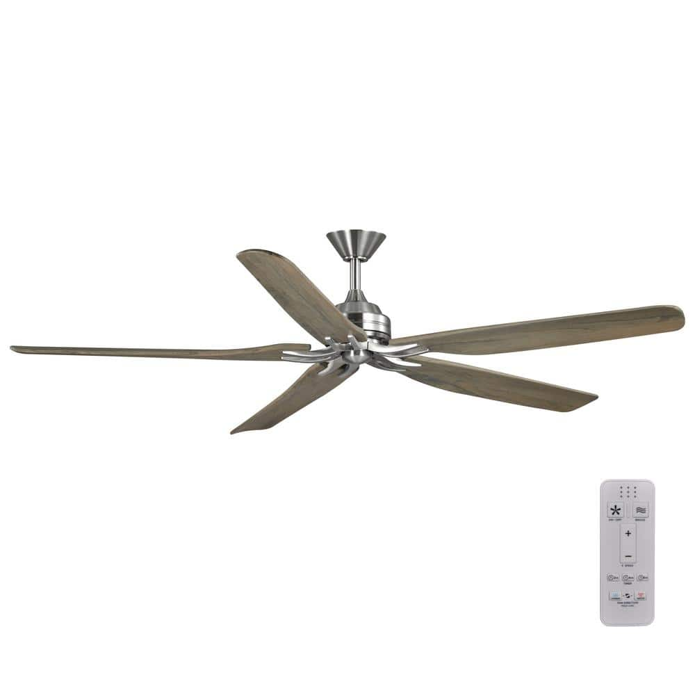 Hampton Bay Danetree 72 in. Indoor/Outdoor Brushed Nickel Ceiling Fan with Hand Carved Wood Blades and Remote Control Included