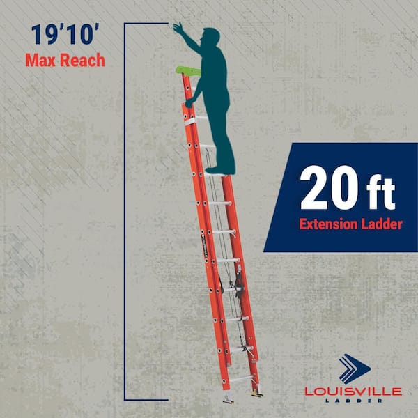 Louisville Ladder 20 ft. Fiberglass Extension Ladder w/ProTop with