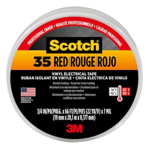Scotch 3/4 in. x 66 ft. x 0.007 in. #35 Vinyl Electrical Tape, Red (Case of 10)