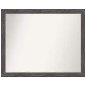 Woodridge Rustic Grey 31 in. x 25 in. Non-Beveled Farmhouse Rectangle Wood Framed Wall Mirror in Gray