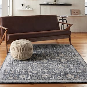 Moroccan Celebration Navy 4 ft. x 6 ft. Bordered Traditional Area Rug