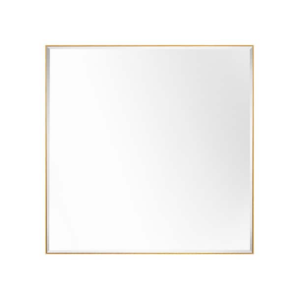 GETLEDEL 36 in. W x 36 in. H Square Framed Beveled Edge Wall Mounted Bathroom Vanity Mirror in Gold