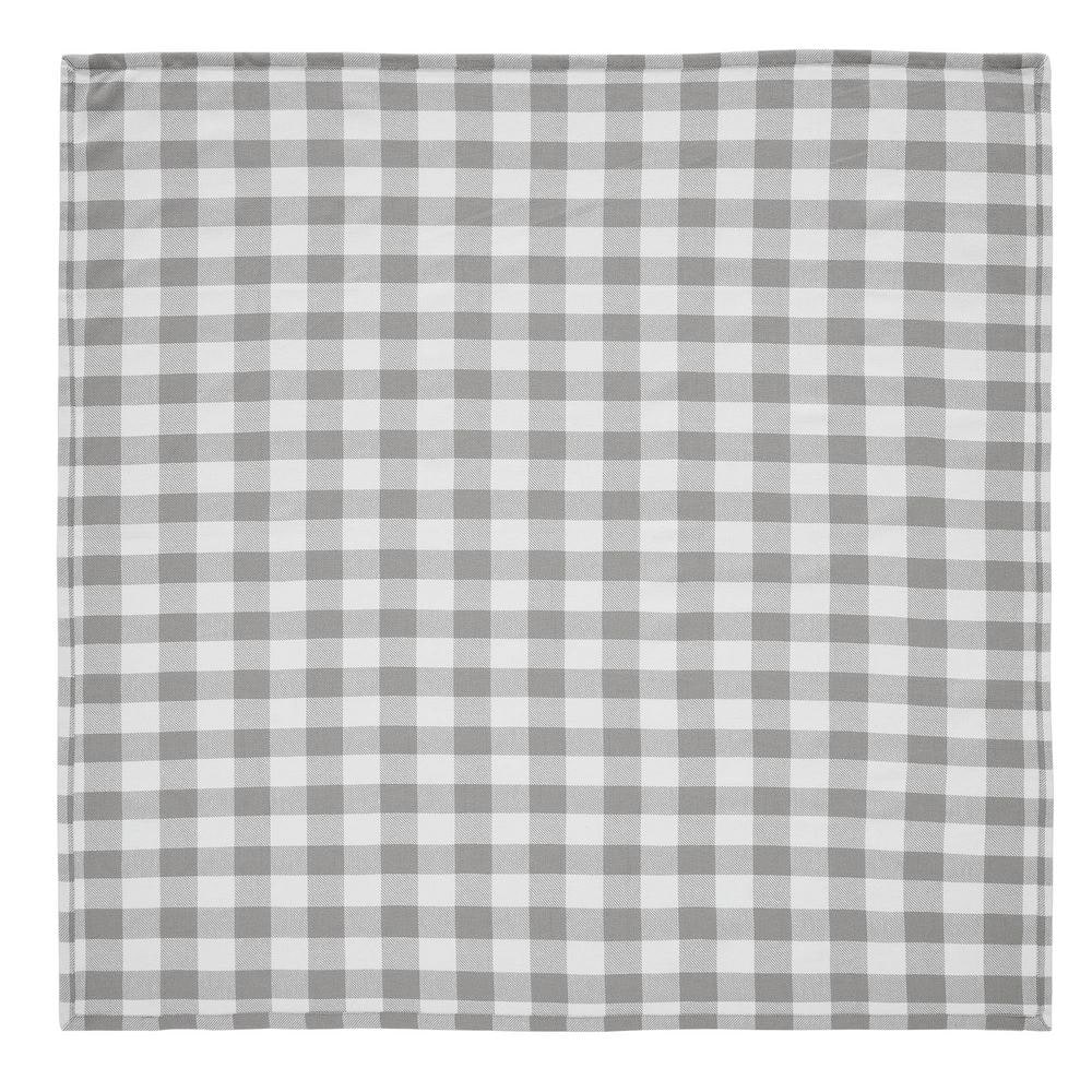 Annie 40x40 Gray and White Cotton Buffalo Check Table Topper