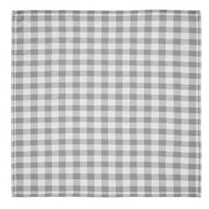 Annie 40 in. W x 40 in. L Grey Buffalo Check Cotton Blend Tablecloth Topper