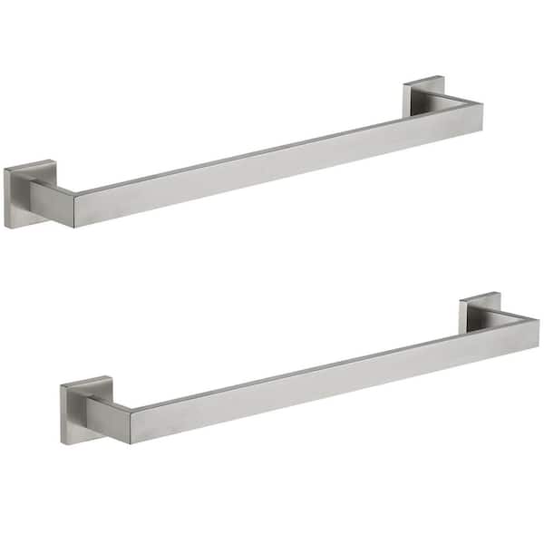 2 Pack Bath 24 in. Wall Mounted Towel Bar Square Towel Rack Towel Holder in Brushed Nickel