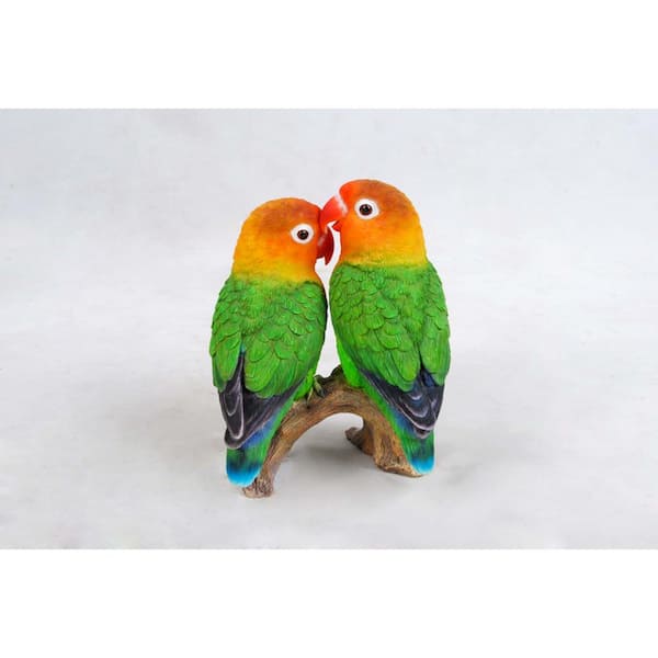 HI-LINE GIFT LTD. Lovebird Parrots on Branch Statue 87758-C - The