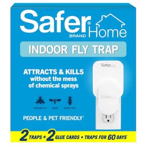 Safer Home Indoor Flying Insect Trap for Fruit Flies, Gnats, Moths, House Flies (2 Plug-In Bases + 2 Refill Glue Cards)