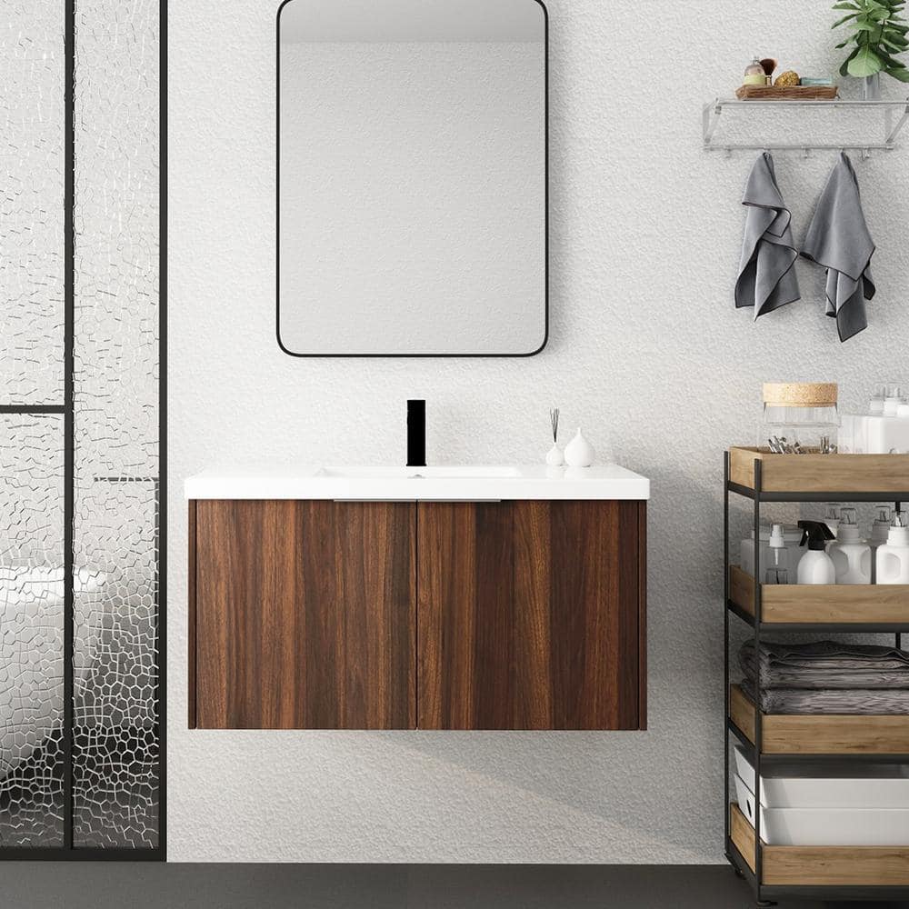36 in. W x 18 in. D x 21 in. H Single Sink Wall Mounted Bath Vanity in Cali
