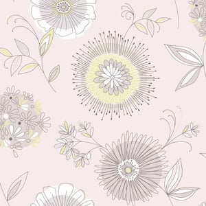 Maisie Purple Floral Burst Strippable Roll (Covers 56 sq. ft.)