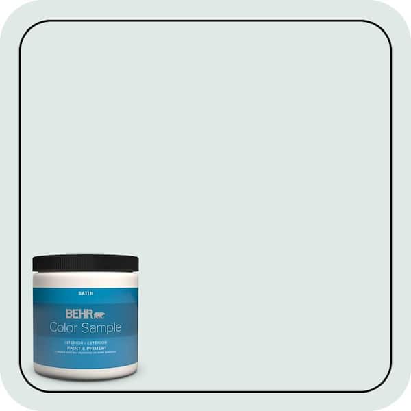 BEHR PREMIUM PLUS 8 oz. #BL-W01 Calm Satin Enamel Interior/Exterior Paint & Primer Color Sample
