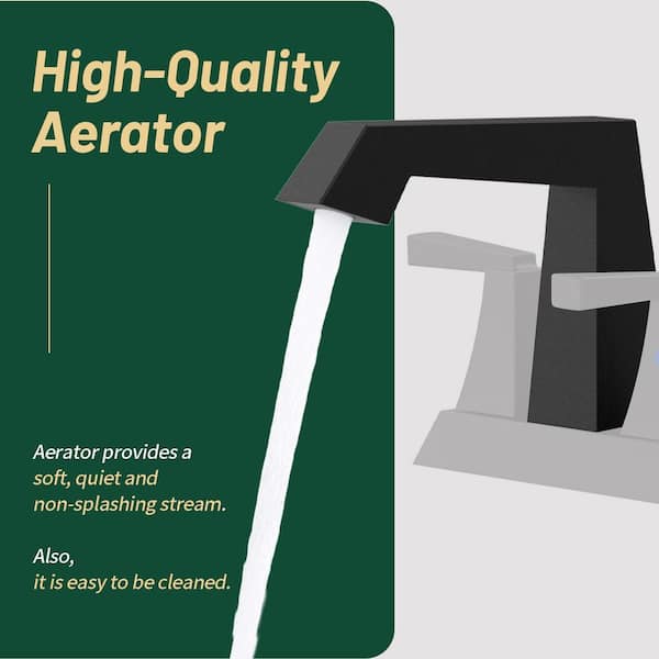 Rotatable 4 in. Centerset Double Handle Bathroom Faucet with Drain Kit Included in Matte Black