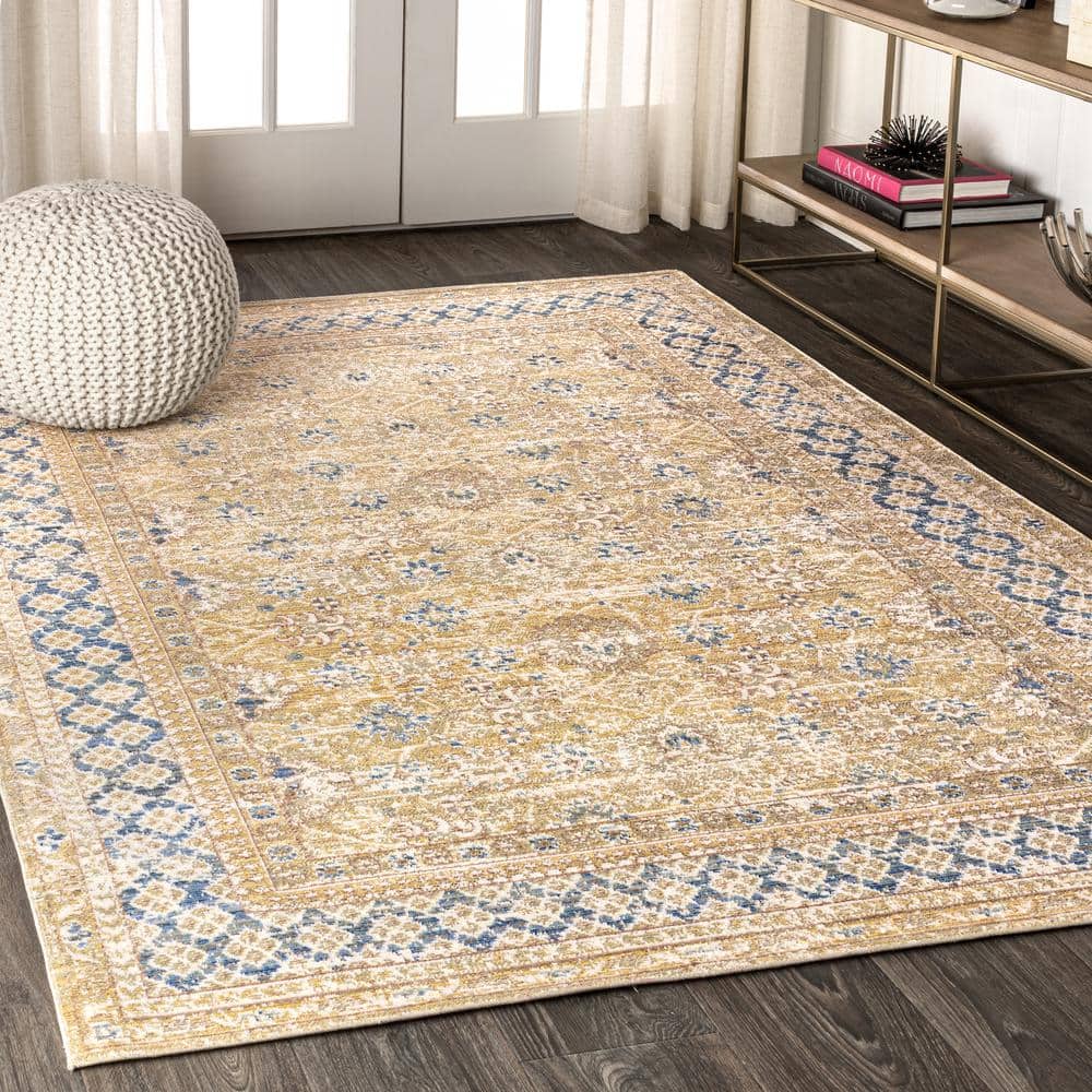 Stirling Blue and Gold 4' x 6' Synthetic Area Rug