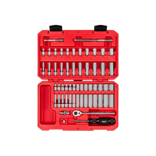 1/4 in. Drive 12-Point Socket and Ratchet Set, 56-Piece (5/32 - 9/16 in. 4 - 15 mm)