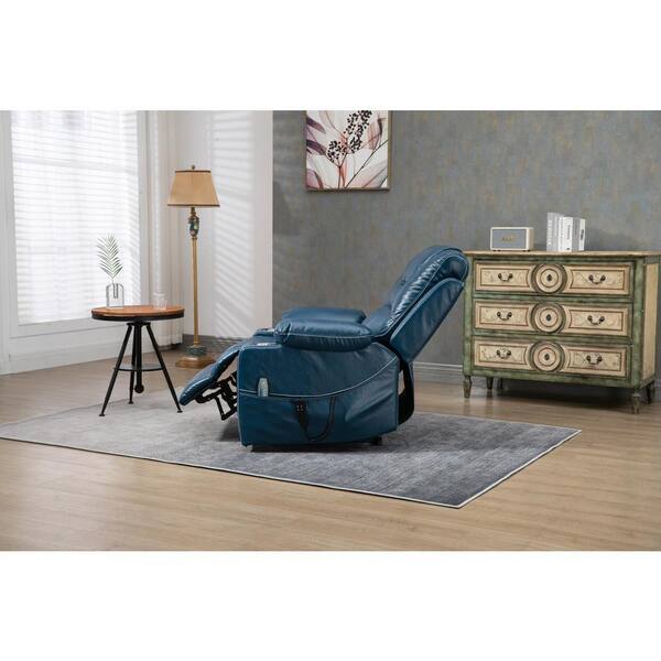 Z-joyee Blue Faux Leather Recliners Lift Chair Relax Sofa Chair