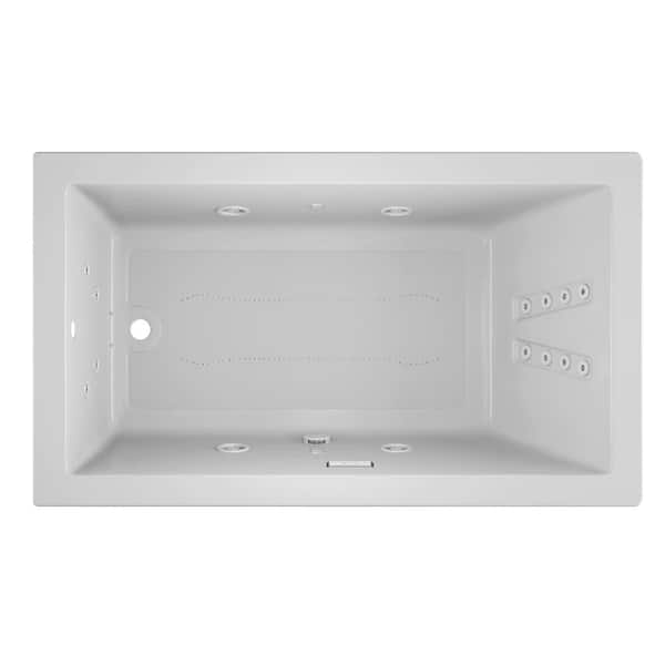 JACUZZI SOLNA SALON SPA 72 in. x 42 in. Rectangular Combination Bathtub with Right Drain in White
