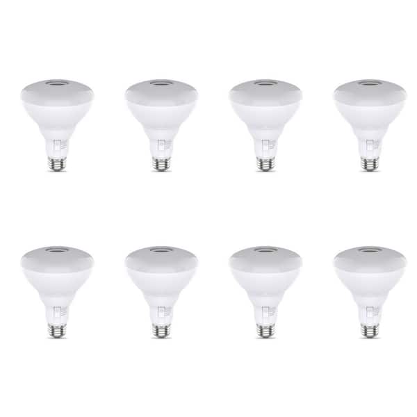 65-Watt Equivalent BR30 Reflector Dimmable Bluetooth Speaker LED Flood Light Bulb Adjustable White (8-Pack)