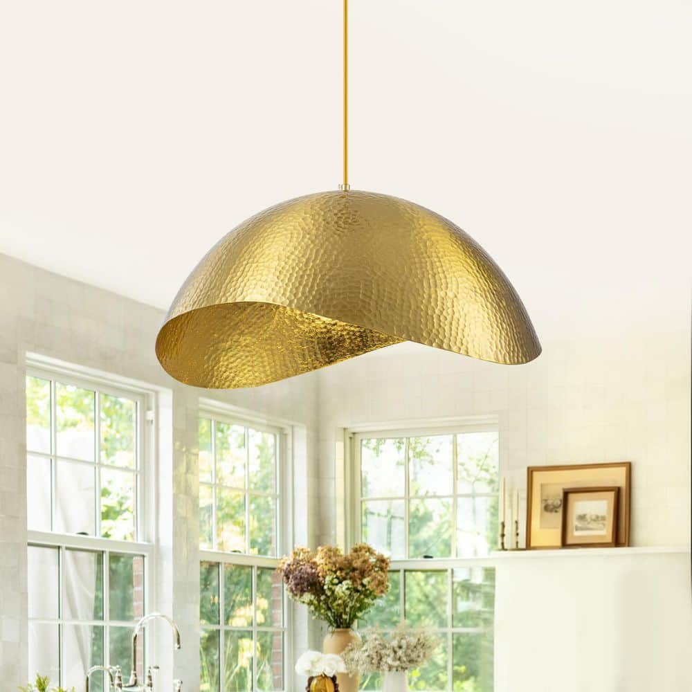 18 in. 1-Light Modern Gold Hammered Metal Dome Pendant Light for Dining Room/Kitchen Island price history on PriceWatchPro