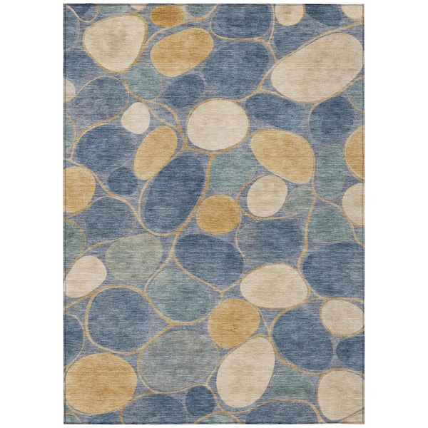 Chantille Machine Washable Indoor/Outdoor Abstract ACN3086 Denim 10 ft. x 14 ft. Area Rug