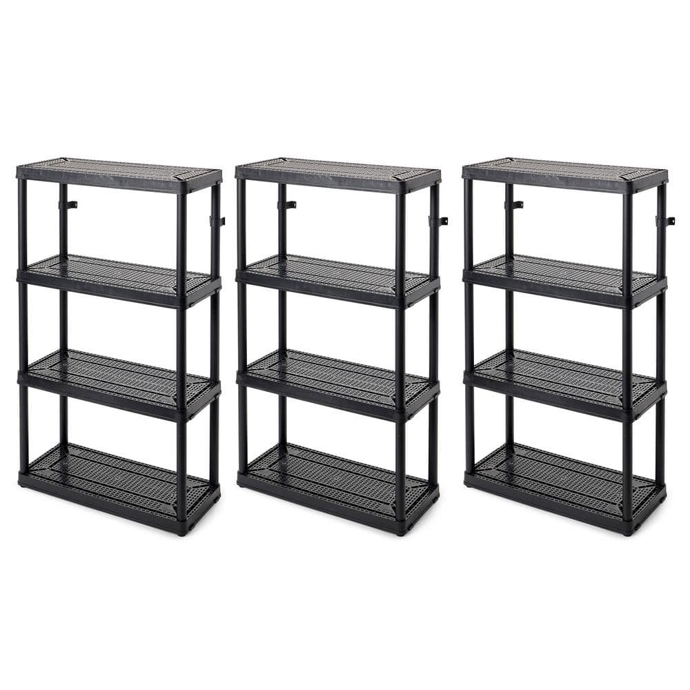 Black 4-Tier Fixed Height Ventilated Shelving Unit (3 Pack) (32 in. W x 54.5 in. H x 14 in. D) price history on PriceWatchPro