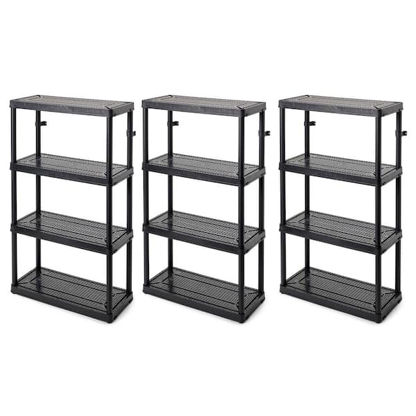 Black 4-Tier Fixed Height Ventilated Shelving Unit (3 Pack) (32 in. W x 54.5 in. H x 14 in. D)