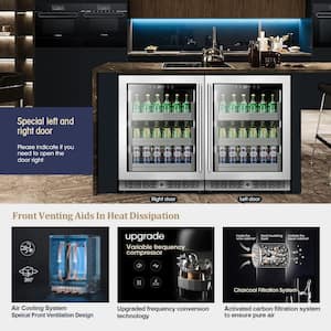 22 in. Single Zone Beverage and Wine Cooler in Stainless Steel, 154 Cans with Glass Door
