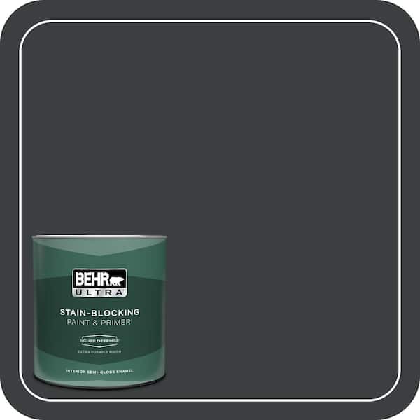 BEHR ULTRA 1 qt. #ECC-25-3 Obsidian Stone Extra Durable Semi-Gloss Enamel Interior Paint & Primer