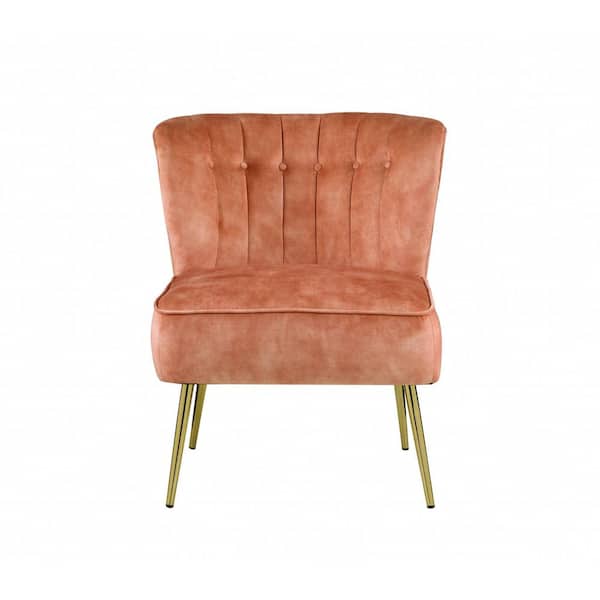 HomeRoots Amelia 32 in. Burnt Orange Velvet Side Accent Chair