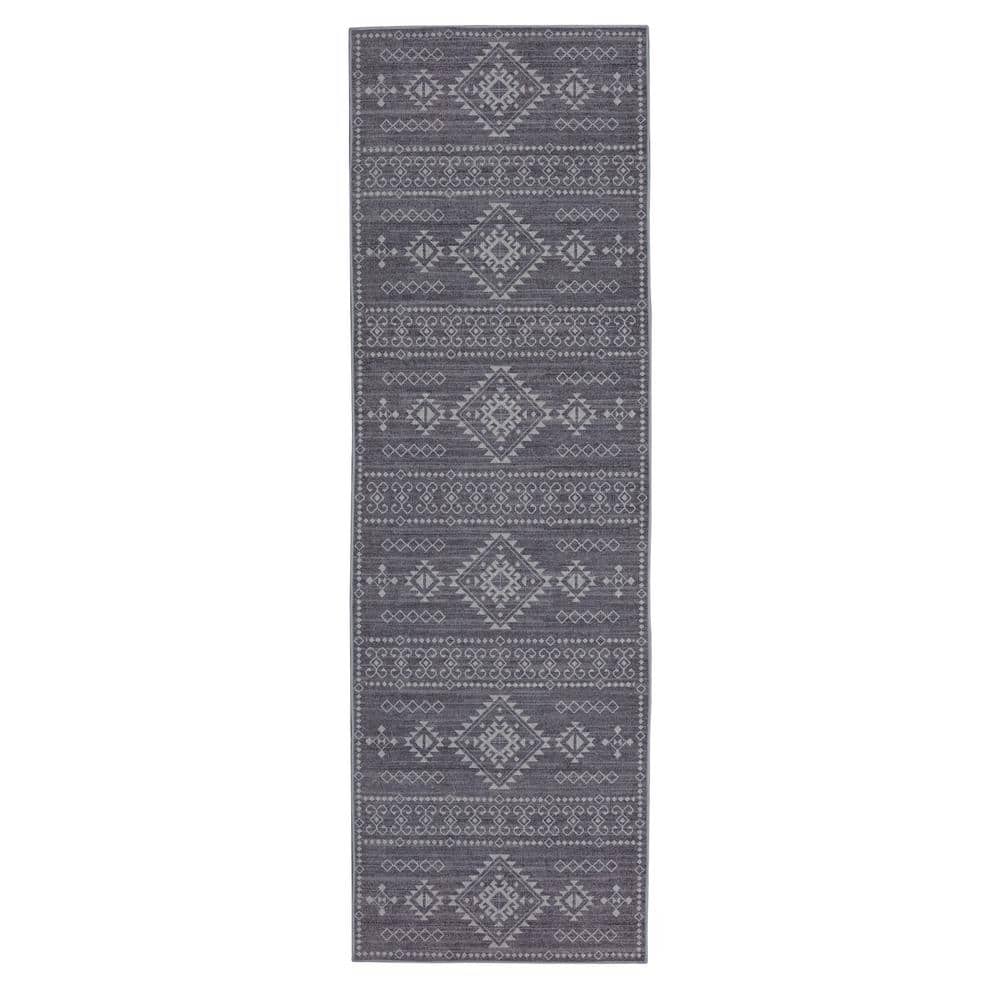 Park Iris Gray and Ivory 2.6 ft. x 8 ft. Traditional Woven Distressed Polyester Rectangle Indoor Accent Area Runner Rug price history on PriceWatchPro