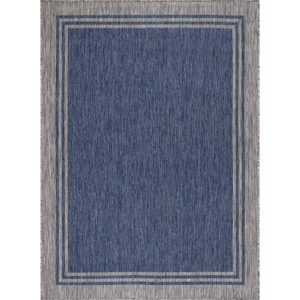 Beverly Rug 10 X 14 Azure Silver Aloha Washable Bordered Indoor Outdoor