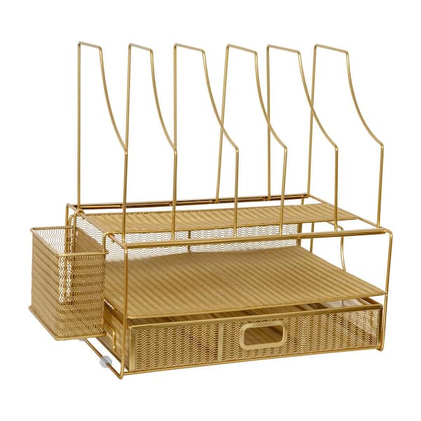 MARTHA STEWART Gold Desk Organizer HHOHD19GLDMS The Home Depot