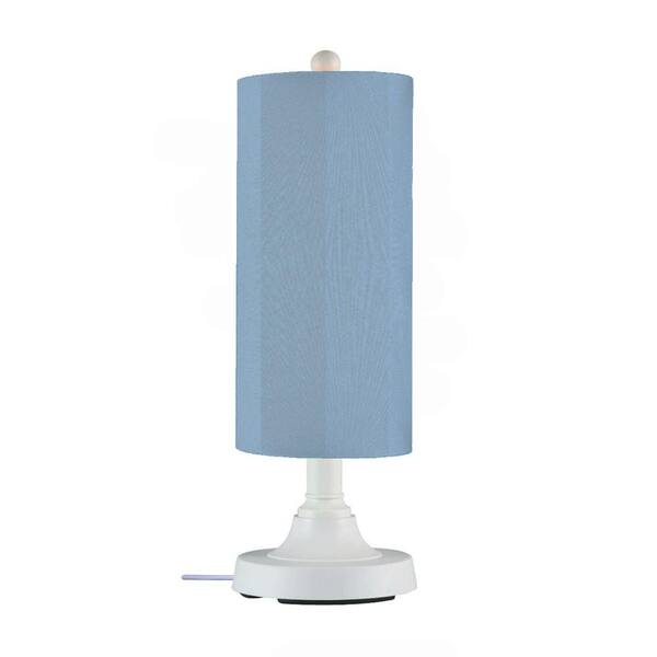 Patio Living Concepts Coronado 30 in. White Outdoor Table Lamp with Sky Blue Cylinder Shade