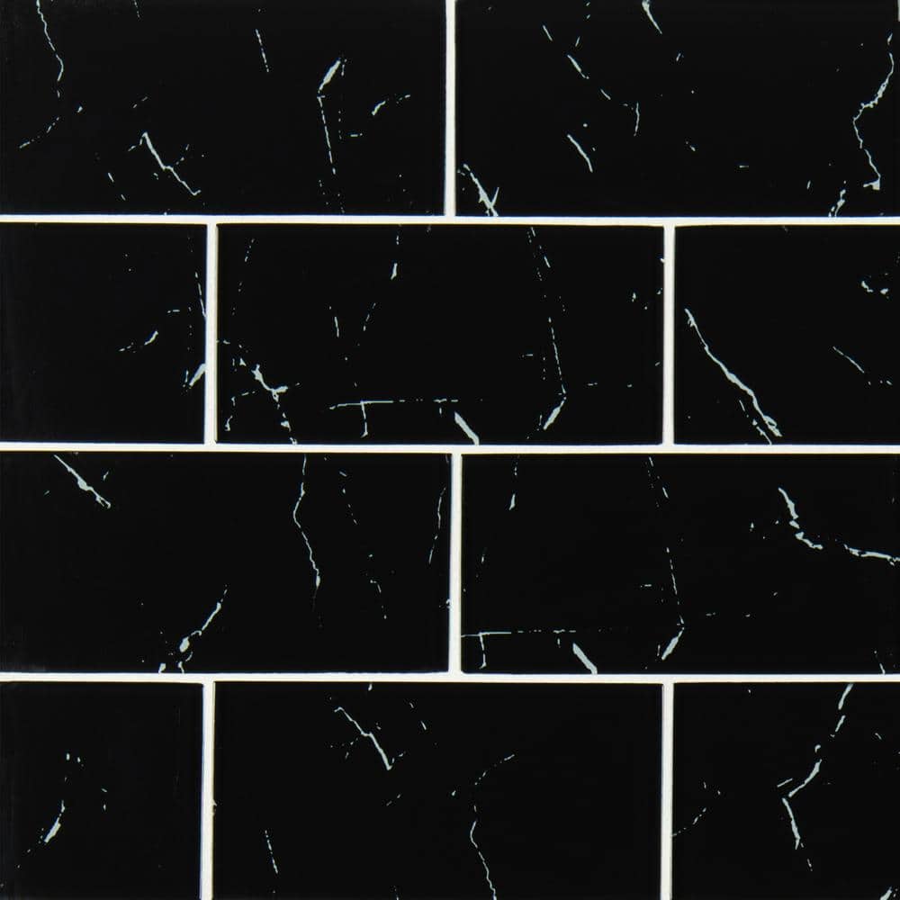 Take Home Tile Sample - Nero Marquina 4 in. x 4 in. Mixed Glass Tile price history on PriceWatchPro