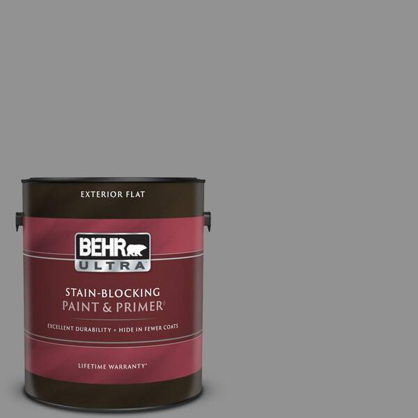 BEHR ULTRA 1 gal. #N520-4 Cool Ashes Flat Exterior Paint & Primer