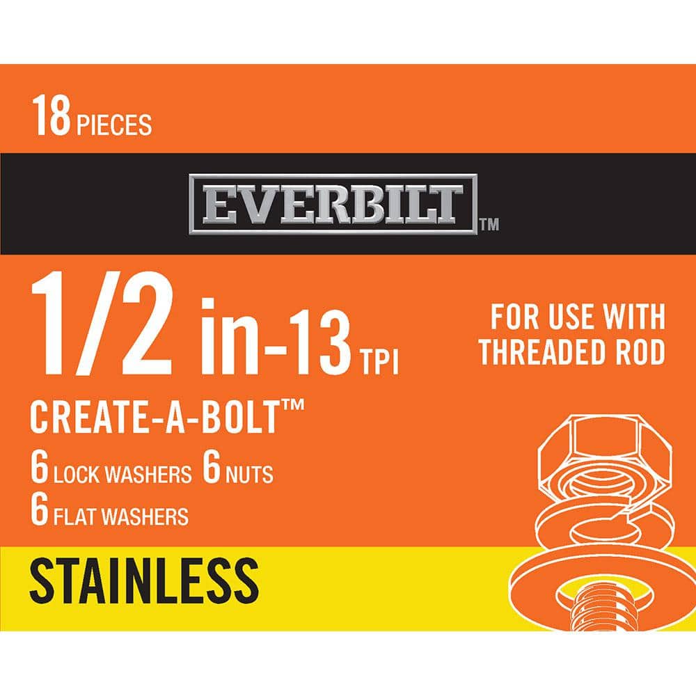 Everbilt 1/2 in. Stainless Steel Nut, Washer and Lock Washer (6Piece